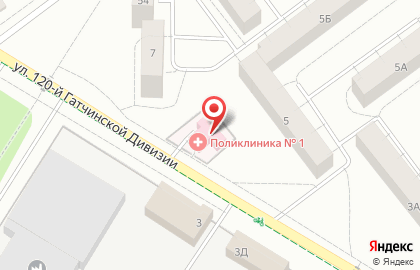 Поликлиника Гатчинская центральная районная клиническая больница на улице Беляева в Гатчине на карте