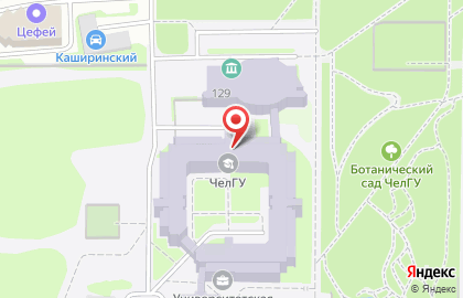 Челябинский государственный университет на улице Братьев Кашириных на карте
