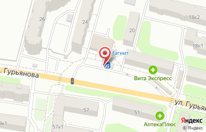 Магазин Пресс-маркет на улице Гурьянова на карте