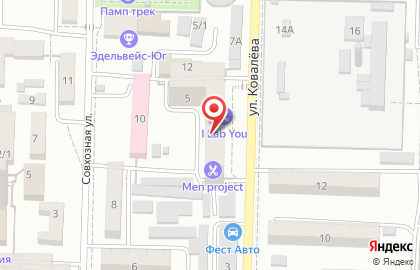 Барбершоп TOPGUN на улице Ковалёва на карте