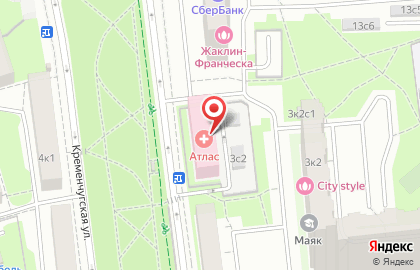 Медицинская клиника Атлас на Кременчугской улице на карте