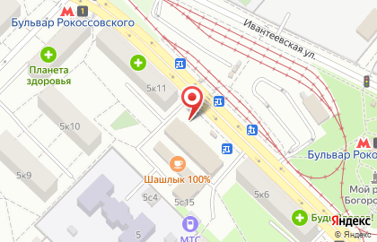 Ломбард Cash 4 Gold на метро Бульвар Рокоссовского на карте