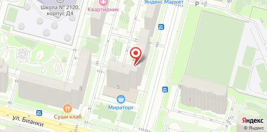 Ветеринарная клиника Любимчик на улице Бианки в Московском на карте