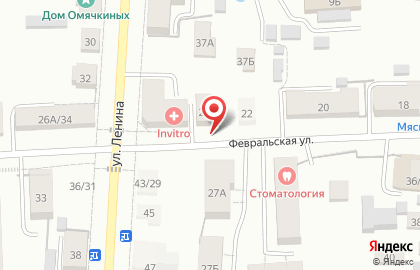 Медицинская компания Инвитро на Февральской улице на карте