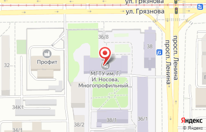 Магнитогорский многопрофильный колледж, МГТУ им. Г.И. Носова на улице Грязнова, 36 на карте