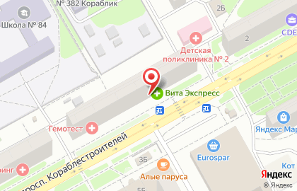 Магазин чебоксарского трикотажа Волжская Текстильная Компания на проспекте Кораблестроителей на карте