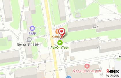 Аптека ЛекОптТорг во Всеволожске на карте