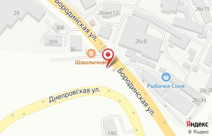 Шиномонтажная мастерская на Бородинской улице на карте