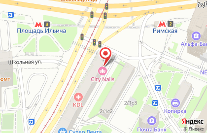 Салон красоты City Nails на метро Площадь Ильича на карте