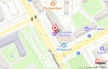 Кафе Оренбург на улице Маршала Жукова на карте