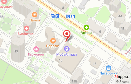 Магазин бижутерии Блестяшка в Центральном районе на карте