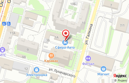 Автосервис Сфера-Авто на улице Луначарского на карте