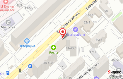 Магазин фастфудной продукции Горячий хлеб на Бакунинской улице на карте