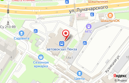 Киоск по продаже цветов на улице Луначарского на карте