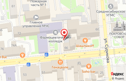 Книжный магазин Академкнига в Центральном районе на карте