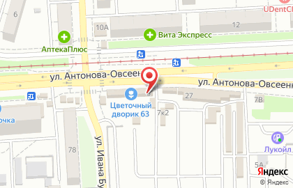 Цветочный салон Цветочный дворик 63 на улице Антонова-Овсеенко на карте