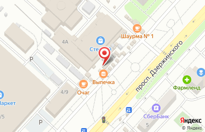 Киоск по продаже хлебобулочных изделий на проспекте Дзержинского на карте