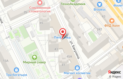 Клуб карате Сатори на улице Бакунина на карте