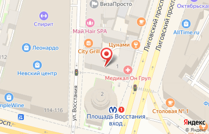Банк ВТБ на метро Площадь Восстания на карте