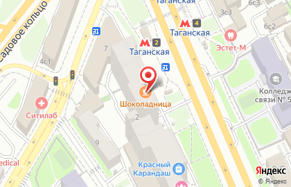 Кофейня Шоколадница на метро Таганская на карте