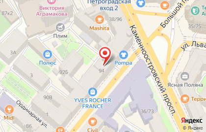 Бар Суши WOK на метро Петроградская на карте