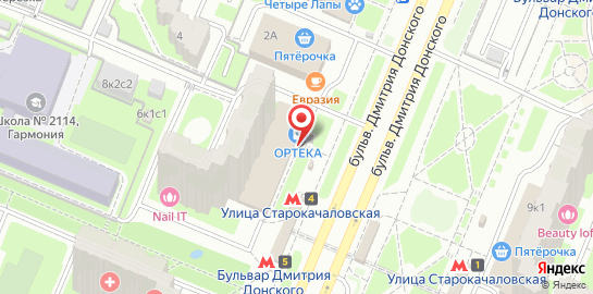 Ортопедический салон ОРТЕКА на бульваре Дмитрия Донского на карте