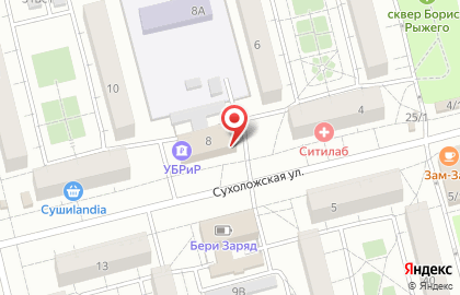 Супермаркет Пятёрочка на Сухоложской улице на карте