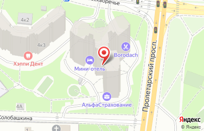 Барбершоп Borodach на улице Москворечье на карте
