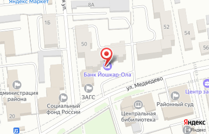 Банк Йошкар-Ола в Медведево на карте