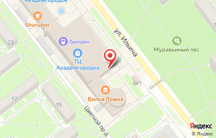 Торговый центр Академгородка на карте