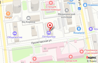 Служба заказа легкового транспорта Пятерочка на Пролетарской улице на карте
