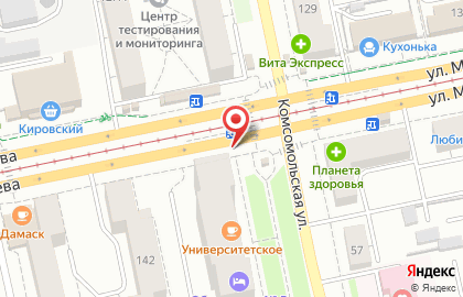 Киоск по продаже фруктов и овощей на улице Малышева 144 на карте