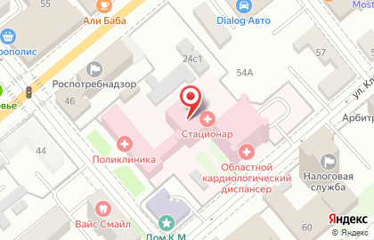 Больница Областная клиническая больница на улице Володарского на карте