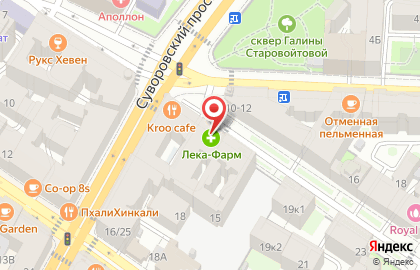 Аптека Лека-Фарм на Суворовском проспекте на карте