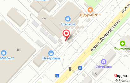 Киоск по продаже фруктов и овощей на проспекте Дзержинского на карте