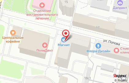Банкомат РГС Банк на улице Попова на карте