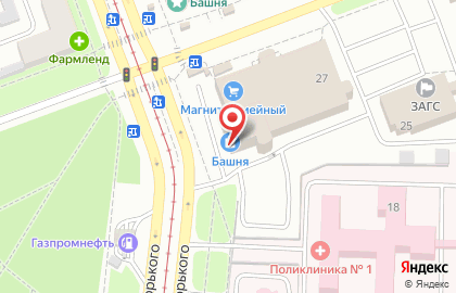 Гипермаркет Магнит Семейный в Тракторозаводском районе на карте