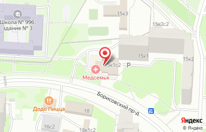 Медицинский центр МедСемья Орехово в Борисовском проезде на карте