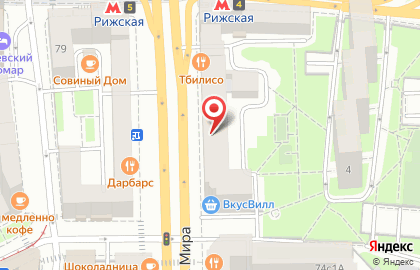 Банк ВТБ на метро Рижская на карте
