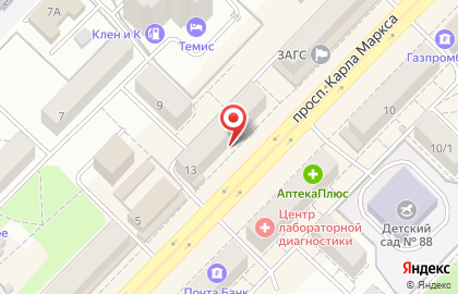 Оптический салон Айрис Оптика на площади Карла Маркса на карте