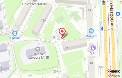 Киоск по продаже хлебобулочных изделий Березовский хлеб на улице Александра Матросова, 16/1 на карте