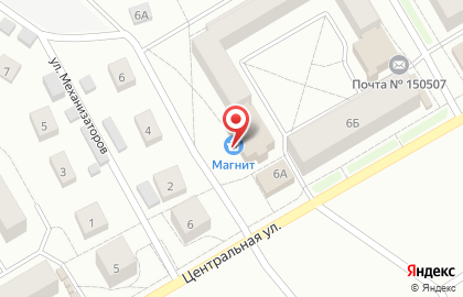 Супермаркет Магнит у дома на Центральной улице на карте