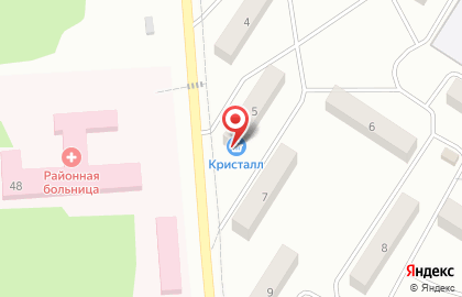 Магазин продуктов и промышленных товаров Кристалл на карте