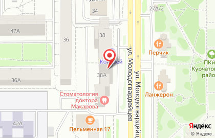 Зоомагазин Акватропик74 на улице Молодогвардейцев на карте