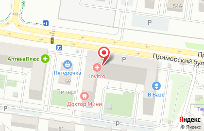 Медицинская компания Инвитро на Приморском бульваре на карте