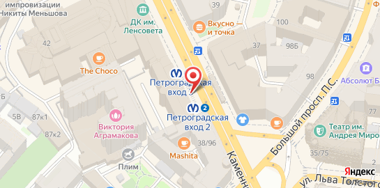 Студия аппаратной косметологии Гладка'Я на метро Петроградское на карте