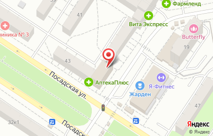 Красный квадрат на улице Пальмиро Тольятти на карте