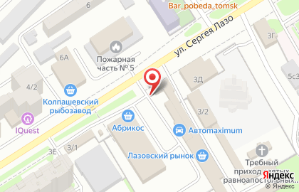 Киоск по продаже хлебобулочных изделий на улице Сергея Лазо на карте