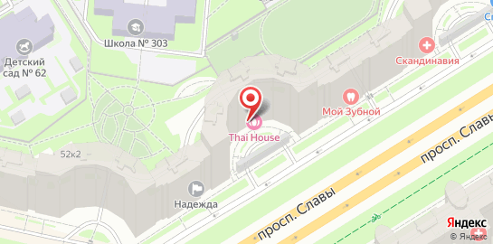 Салон тайского массажа и СПА Thai House на метро Проспект Славы на карте