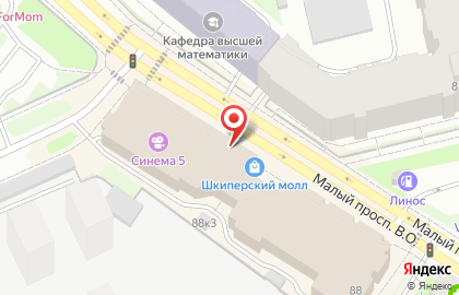 Кинотеатр Синема 5 в ТРК «Шкиперский Молл» на карте